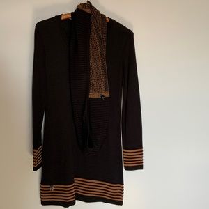 Dino Gaspari dress with scarf black and gold